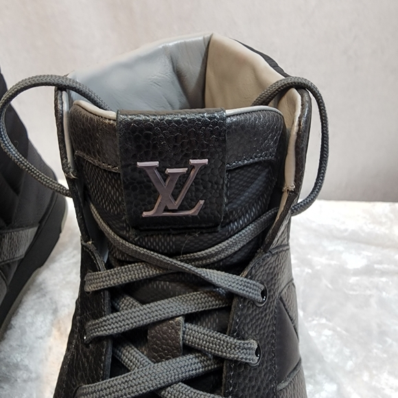 Louis Vuitton black leather high tops LV Size 8, US size 9. Authentic LV! - Picture 3 of 9
